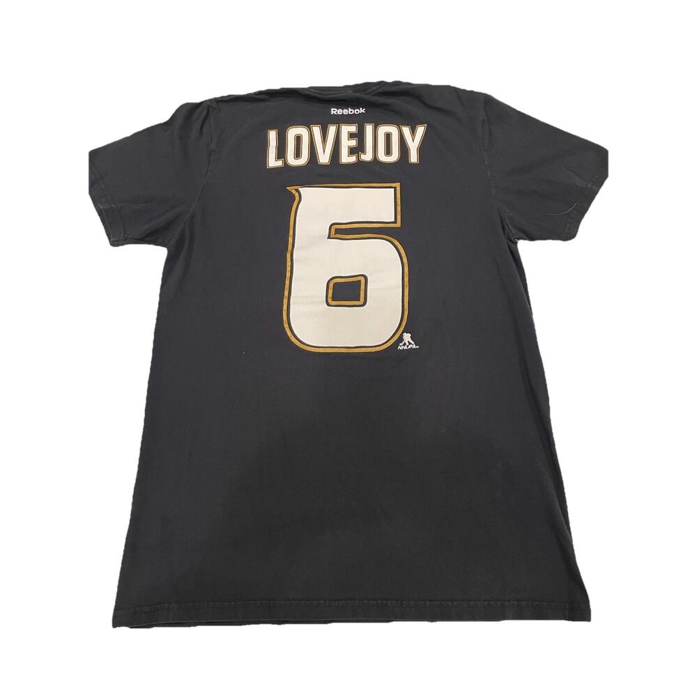 Anaheim Ducks Shirt Mens M Black NHL Hockey Lovejoy #6 Graphic Tee Reebok